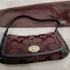 Coach Signature flap bag with leather trim